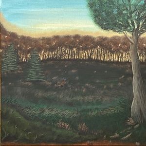 Turkey in the Field Acrylic Painting on 14X14 inch Canvas